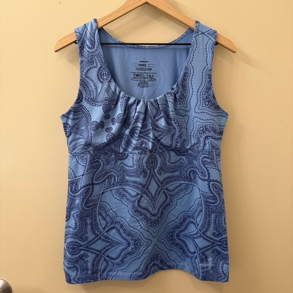 Patagonia Bandha Tank Top in blue paisley print size large scoop neck - Picture 2 of 8
